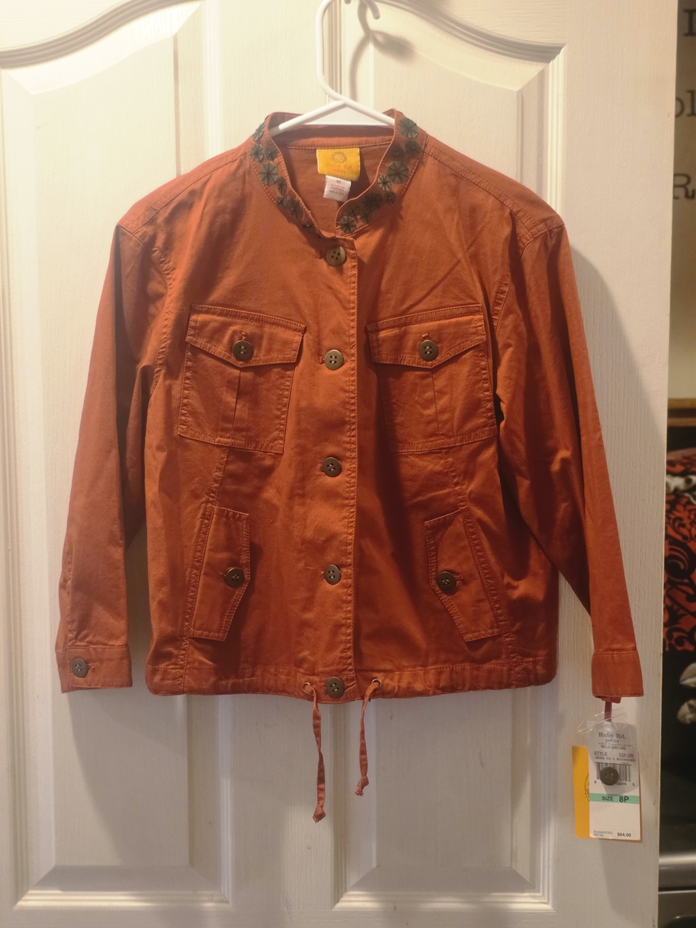 Ruby Rd. Rust Orange Button-Front Jacket - Picture 6 of 9